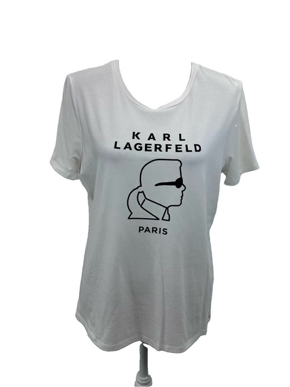 Karl Lagerfeld White Tee with Black Graphic Logo